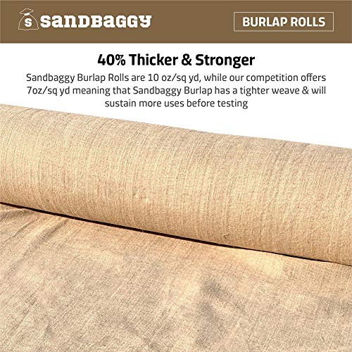 Sandbaggy Burlap Fabric Roll | 40 Inch By 300 Ft | Great For Garden, Yard, Wedding, Craft, Decorating Tables | Constructed From Industrial Grade Burlap Fiber | 30% Thicker Than Competition (1 Roll) #TOP3
