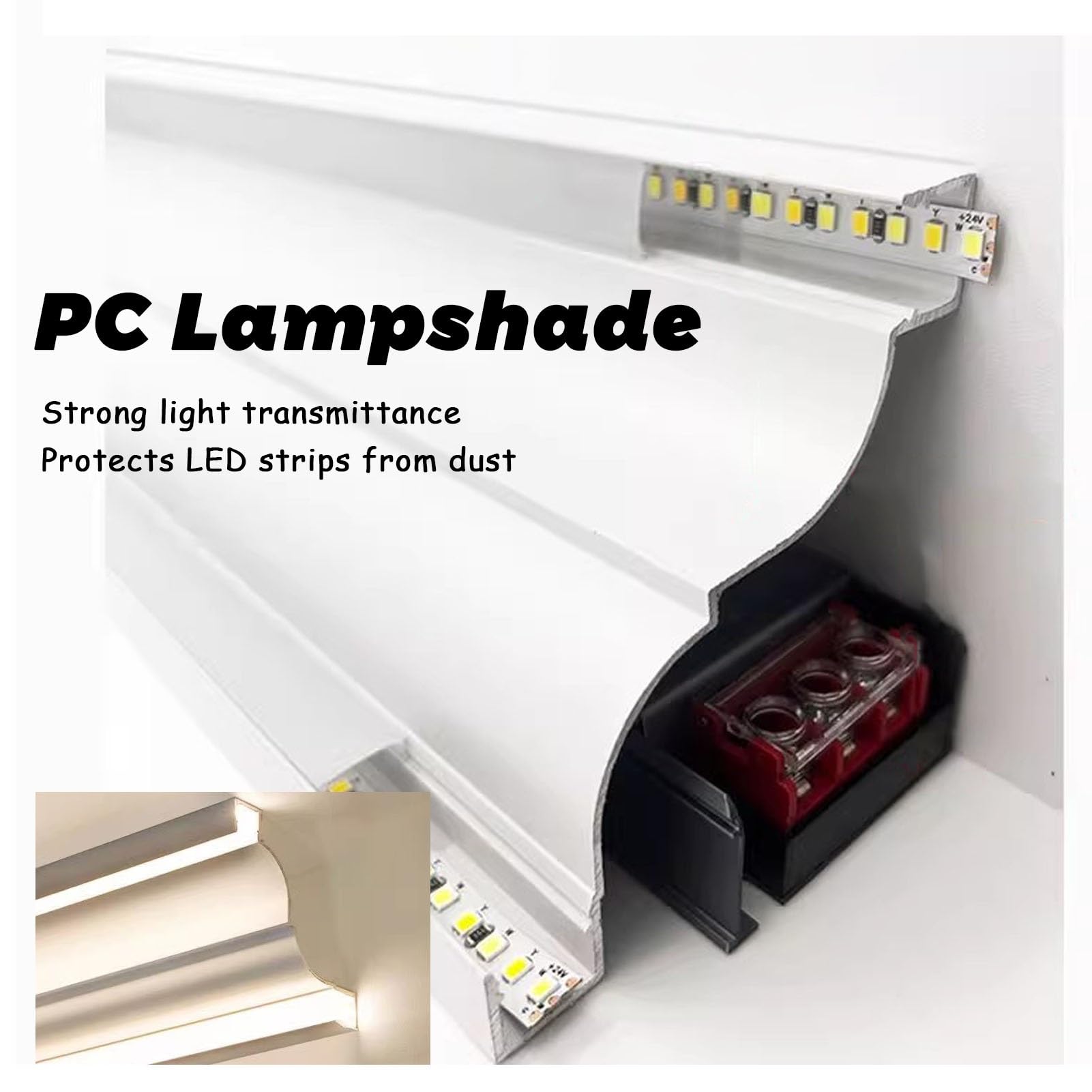 Led Profile Aluminiowa Listwa Sufitowa LED z Kanałem Świetlnym, Profil LED na Dwie Taśmy z Mleczną Osłoną, Dekoracyjna Wnęka Liniowa do Oświetlenia Pośredniego(2.8 m(9ft))
