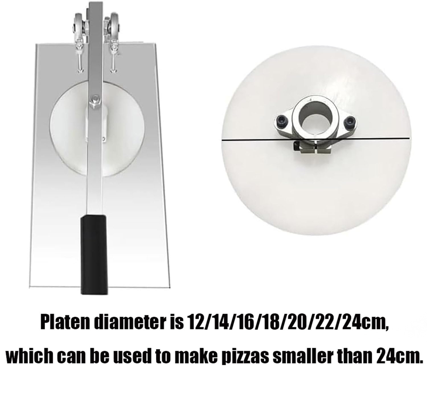 Gewerbliche Pizzabodenpresse, manuelle Pizzapresse, Verstellbarer Auslegerwinkel, 12–24 cm Antihaft-Druckplatte, für Pfannkuchen, Entenbrust, 18 cm