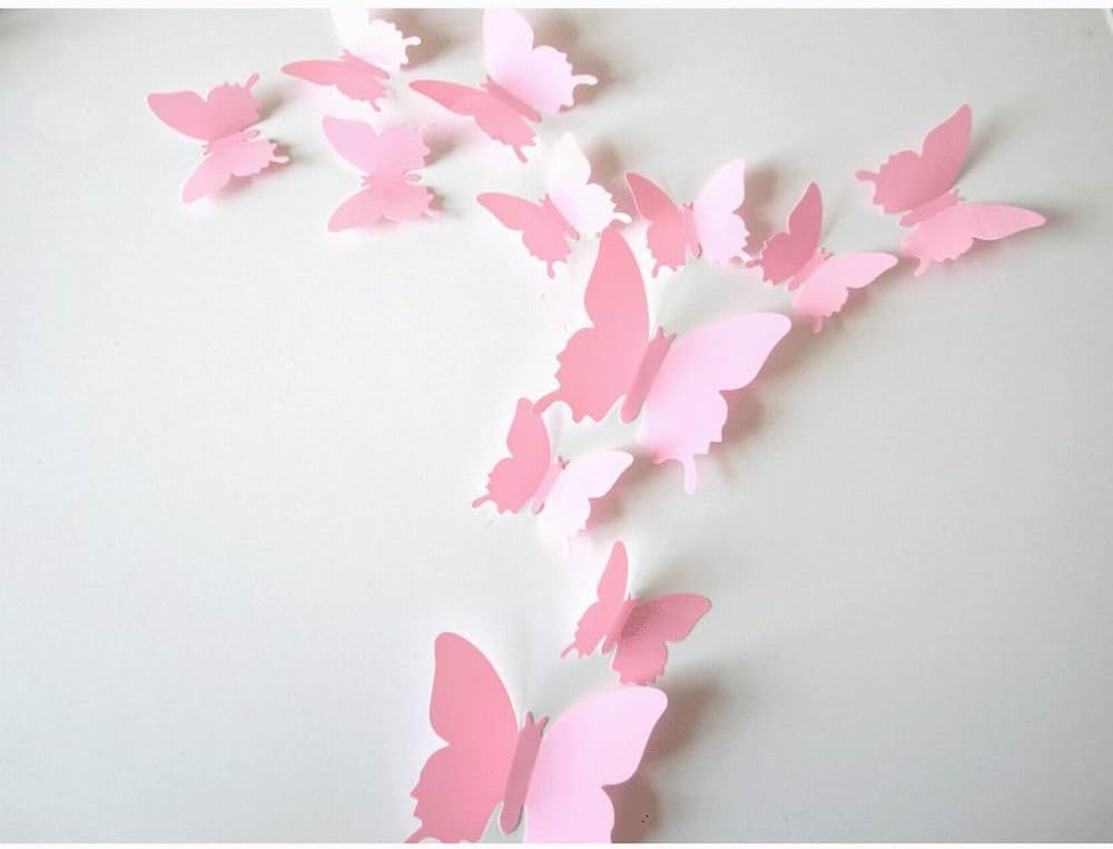 GRC[TM] 3D Pink Dot Butterfly Wall Decor Home Decal Sticker Art Room Removable 3d Mural Stickers Diy Butterfly Design
