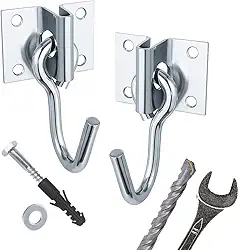 Kit Gancho para Rede de Descanso c/Parafusos, Buchas e Broca + Chave - Aço Galvanizado - Bagby