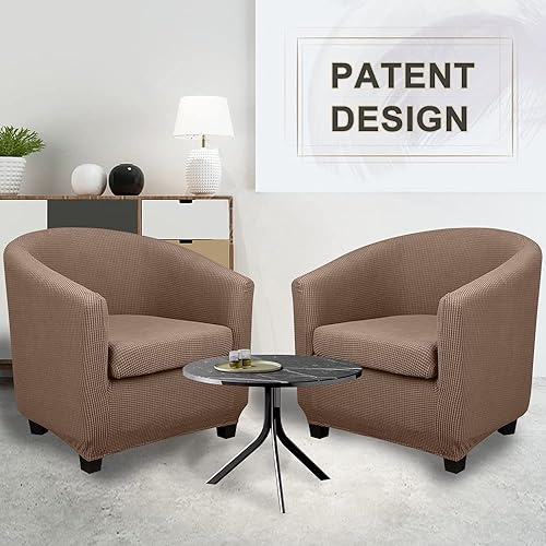 Miniatura 7 de Lellen Funda para silla de club con funda de cojín de asiento, funda redonda para sillón con acento de bañera, fundas elásticas para sofá sala de