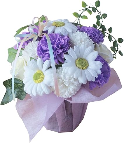 Amazon ソープフラワー ペット用 お供え花 パープル 犬 猫 造花 フレグランスソープフラワー 仏花 仏壇 ペット 虹の橋 お悔やみ 枯れない お供え花 仏事 命日 一周忌 法要 うさぎ 鳥 ハムスター 造花 オンライン通販