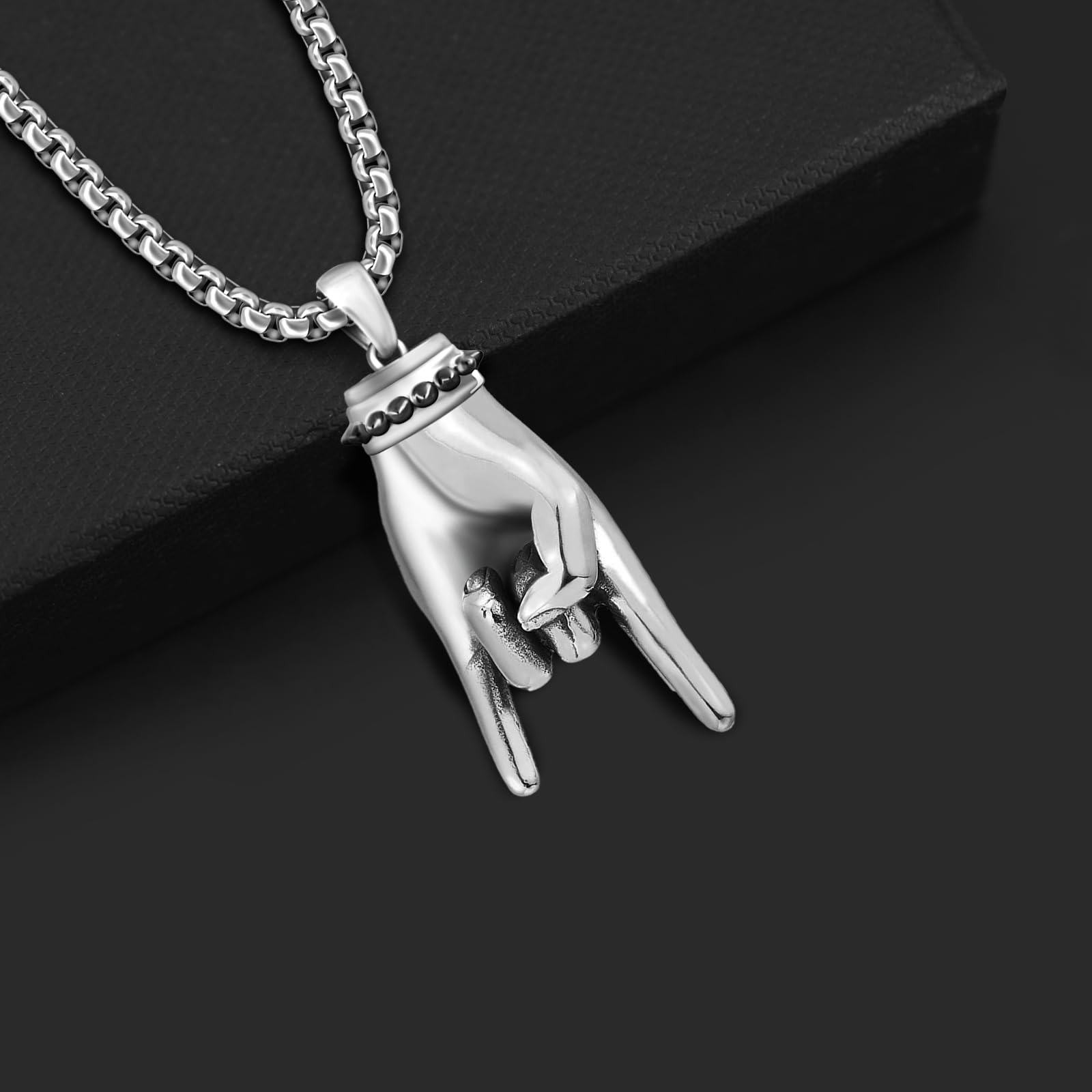 Sbzxbt 925 Sterling Silver Lineman/Welder/Gym/Rock Pendant Necklace for Men Cool Accessories for Men Faith Pendant Necklace