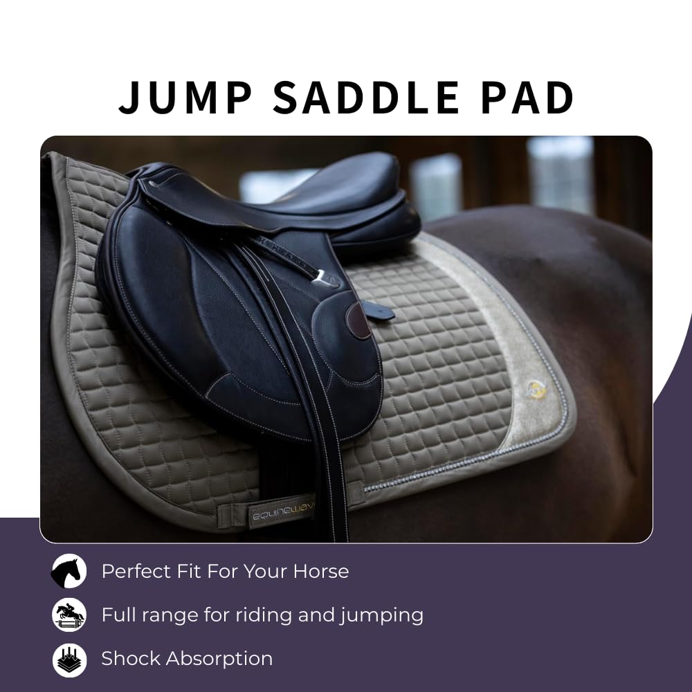 EQUINEWAVE English Saddle Pads jumpping,Air Flow Liner and Comfortable Padding, Glitter Panel and Crystal Trim