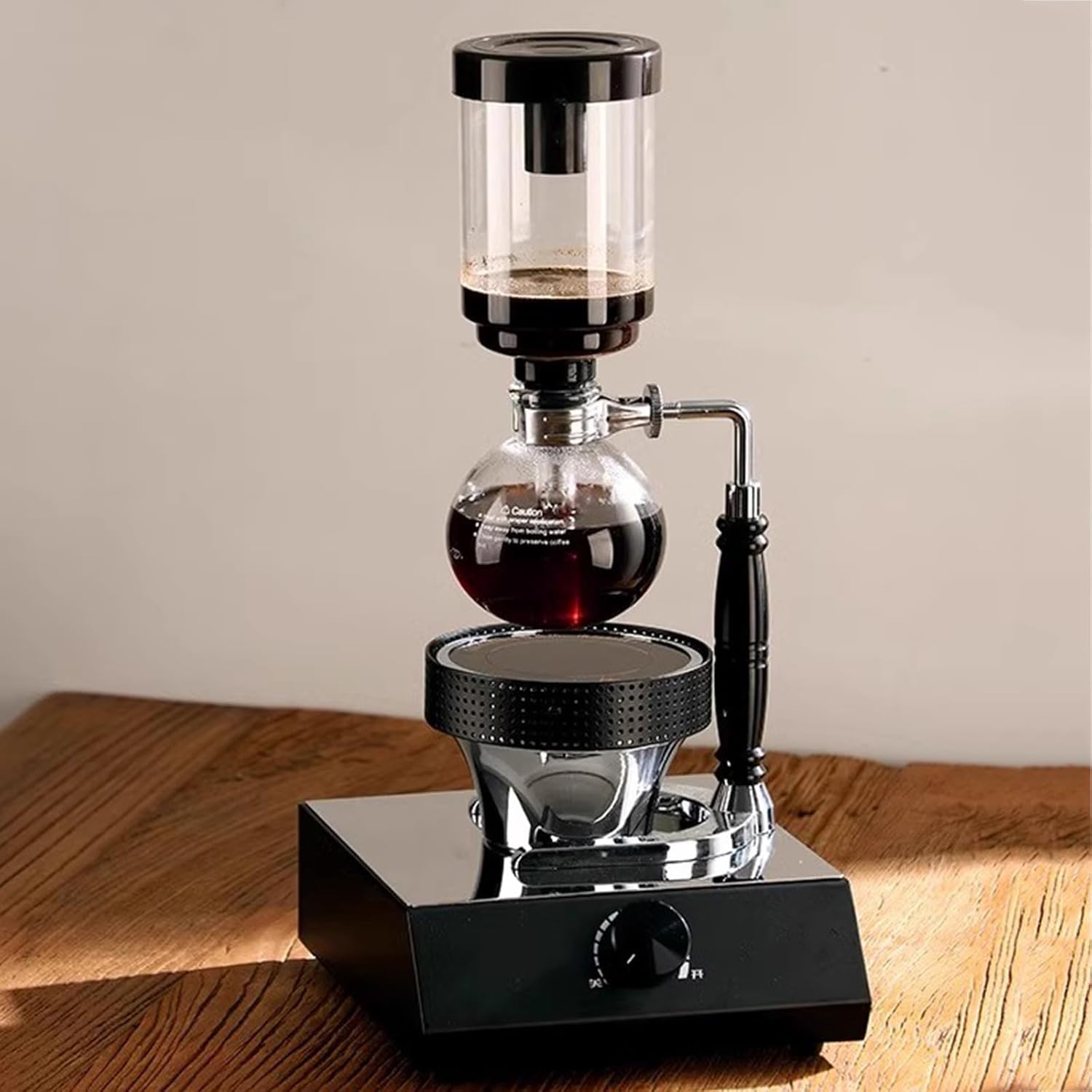 Siphon -Kaffeemaschine, Vakuumkaffeemaschine mit Halogenlampenheizung, Kaffeebrauertopf, Rotationsschalter verstellbare Wärme, für Home Office, 5 Personenkapazität