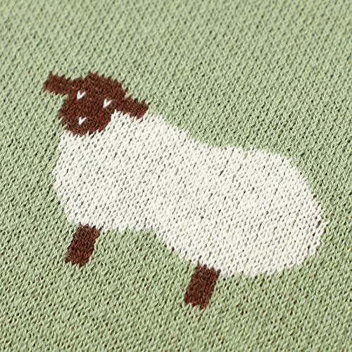 Image of mimixiong Baby Blanket Knit Receiving Boys Girls Blanket Soft Cotton Neutral Blanke for Swaddle Crib Stroller with Cute Sheep (LightGreen, 30x40 Inch (Pack of 1))