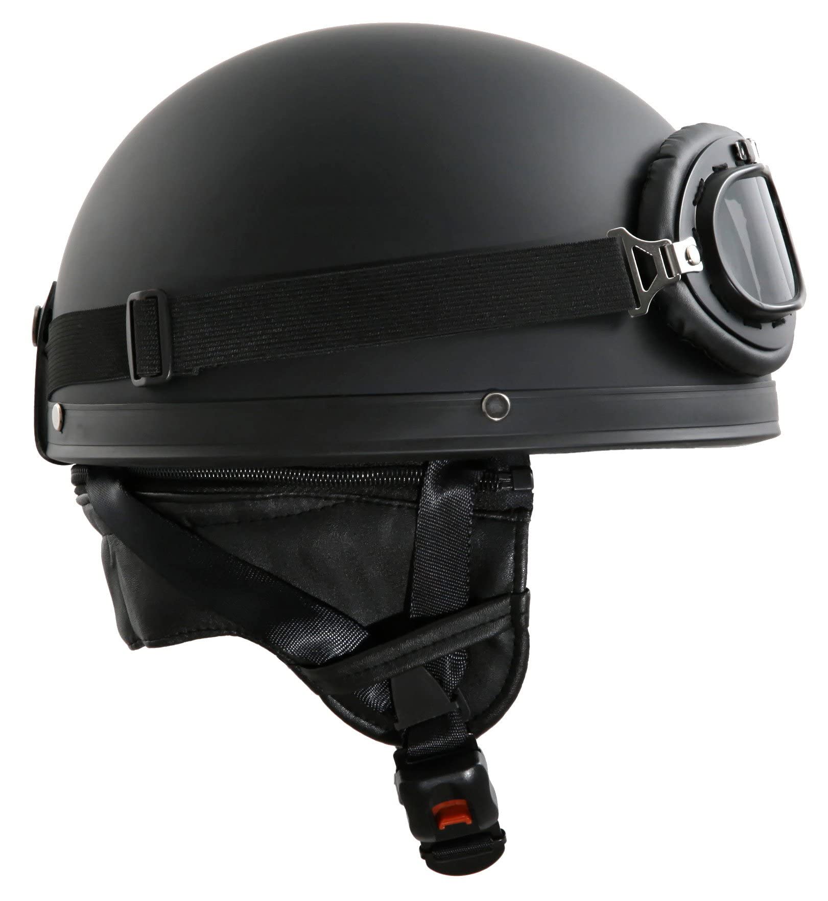 Oldtimer Motorradhelm in Schwarz matt mit Brille Größe M 57 bis 58cm