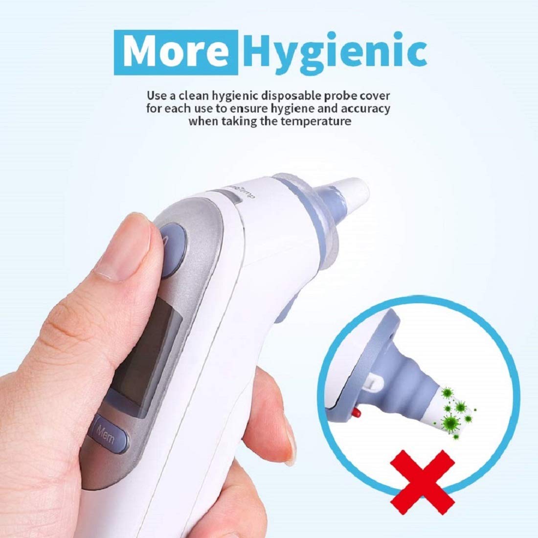 100 PCS Ear Thermometer Probe Covers with Clean Cloth/Refill Caps/Lens Filters Compatible with All Braun ThermoScan Models and Other Types of Digital Thermometers