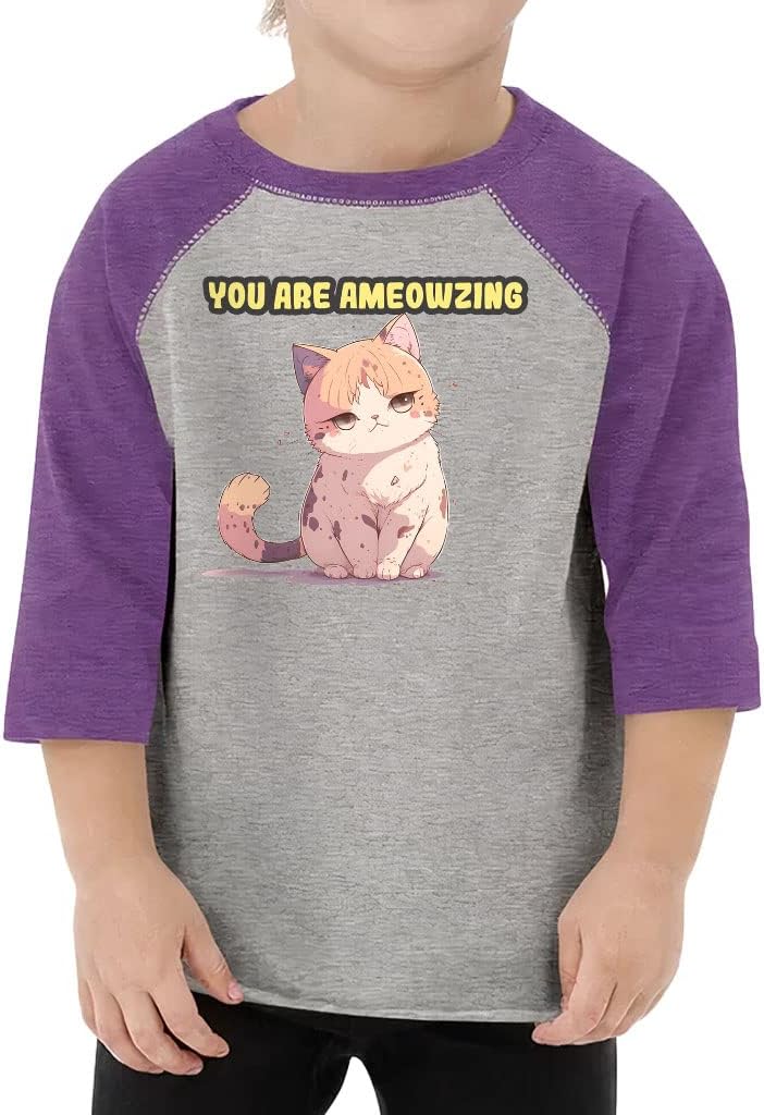 You are Ameowzing Toddler Baseball T-Shirt - Cartoon 3/4 Sleeve T-Shirt - Beautiful Kids' Baseball Tee