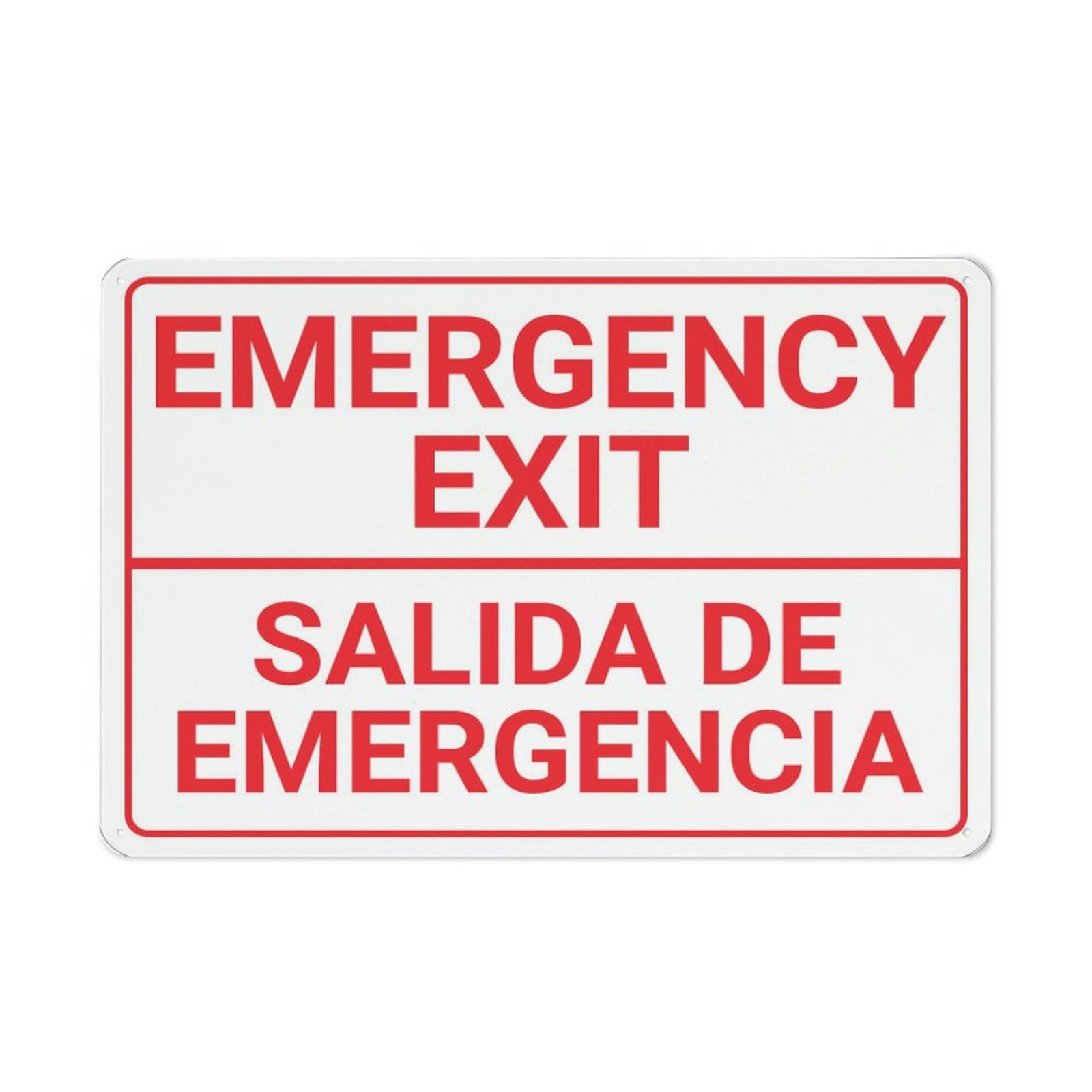 Xewazd A63 8"X12" Retro Vintage Bilingual Spanish Sign - Emergency Exit | Wall Decor Plaque For Home Bar Pub Kitchen Restaurant