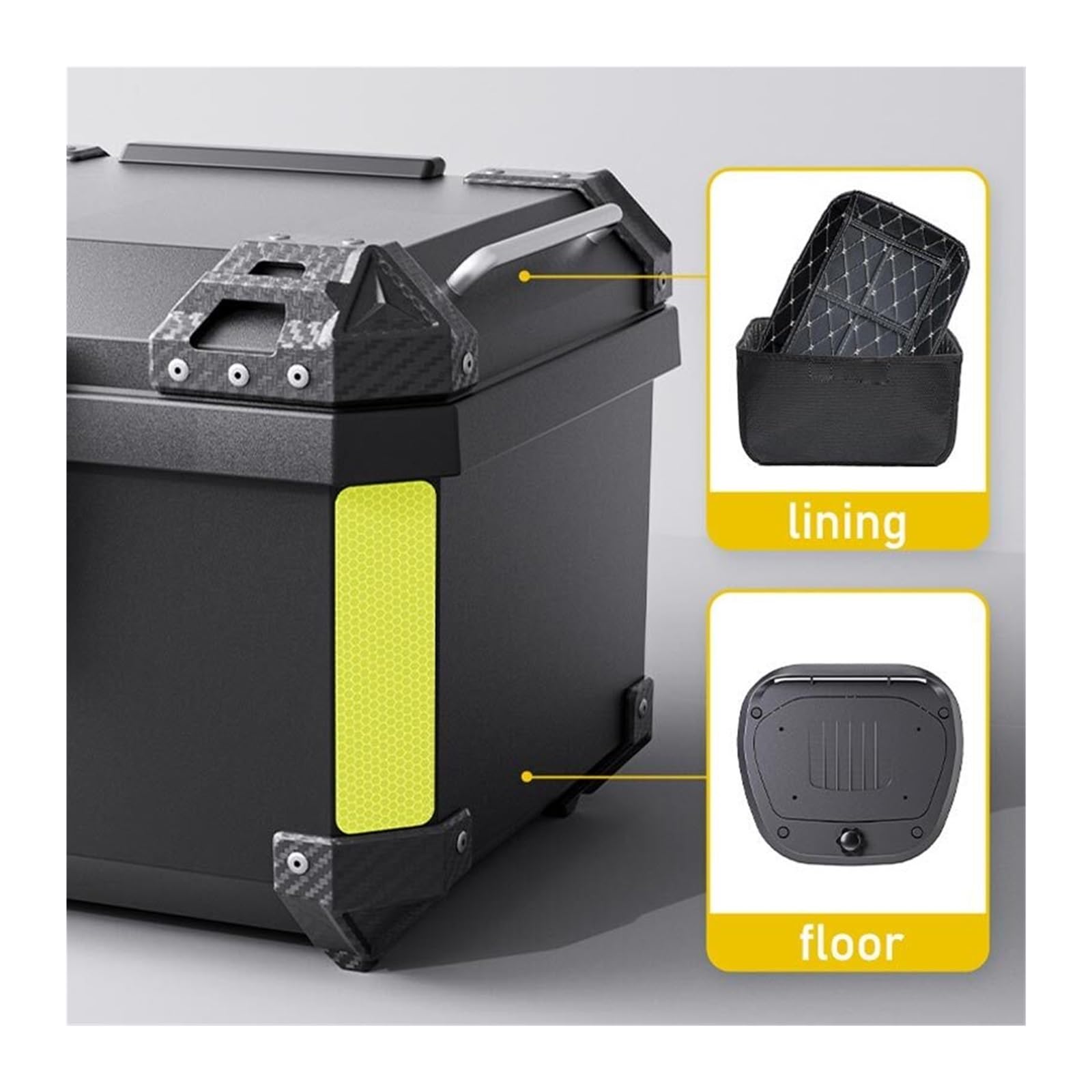 Top Case Box Luggage Moto Boîtier supérieur de Moto Universel, Coffre Moteur, boîte arrière avec Serrure, Support Montage Sacoche pour la Plupart des modèles(45L)