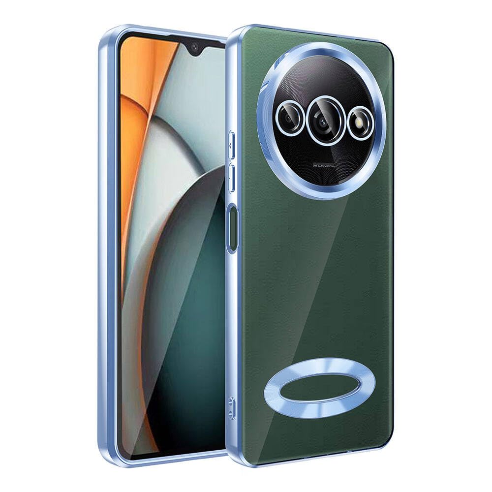 Zore Xiaomi ile uyumlu Redmi A3 4G 2024 Kılıf Kamera Korumalı Logo Gösteren Zore Omega Kapak Sierra Mavi