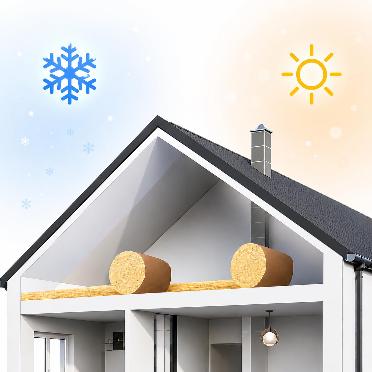 FUTURAZeta® – Isolamento Coibentazione Soffitta Sottotetto Facile Fai da Te - Blocca il Caldo in Inverno mantiene il Fresco in Estate - Lana Minerale spessore 60 mm – Rotolo 15 metri quadrati