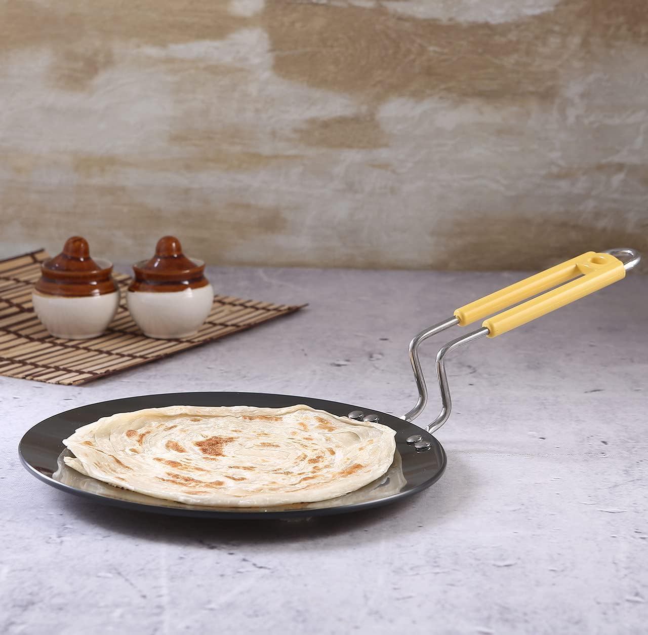 Wonderchef Hard Anodized Indian Cooking Roti Tawa with Riveted Handle; 25cm; Grey