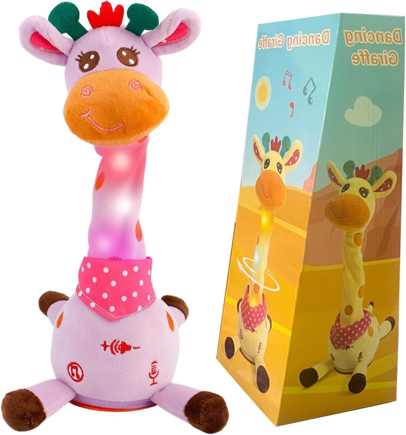 Girafe Musicale Chantante Dansant et Torsadé Jouet Interactif Lumineux Enregistrement Répétition Cadeaux Garçons Filles