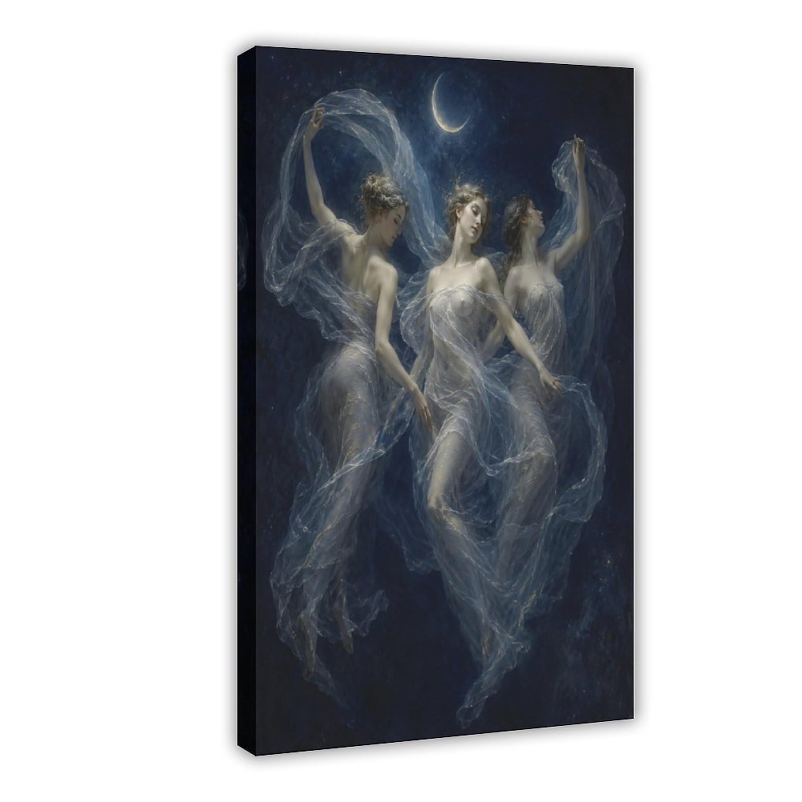H3b8u2y5 Frame-Style-16 Moon Dancers Canvas Wall Art, Surrealist Living Room Wall Art