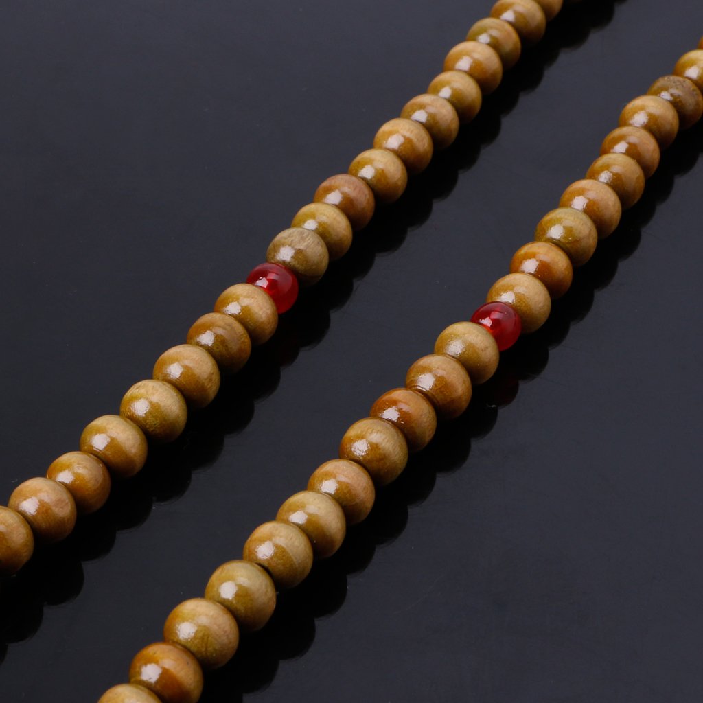 Bracciale Mala In Legno Di Sandalo 108 Perle - Buddhista Tibetano Per Meditazione - Naturale 8mm