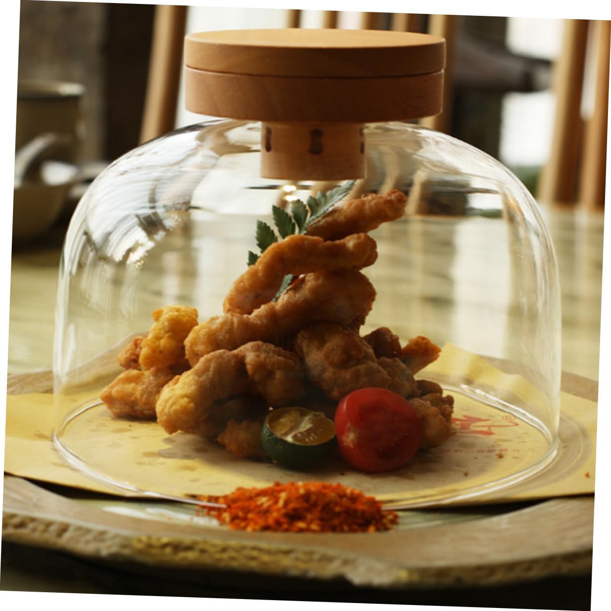 Smoking Cloche Dome Cover Glass Dome for Smoking Cocktails Desserts Food Smoke Infuser Cover with Construction and Smoke Retention 7.08In