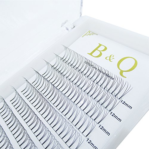 Premade Volume Fans Eyelash Extensions 12 Rows/Tray Short Stem Russian Volumes Lashes Extensions Fans Individual Cluster Eyelash Extensions (3D-D curl-0.07, 12mm)