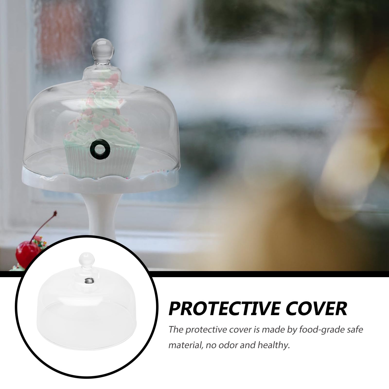 Cabilock Glass Cloche Dome Cover - Adjustable Rubber Port For Smoke Infusion, Food Display, Or Drink Cover, 12.5x12.5x20cm - View #4