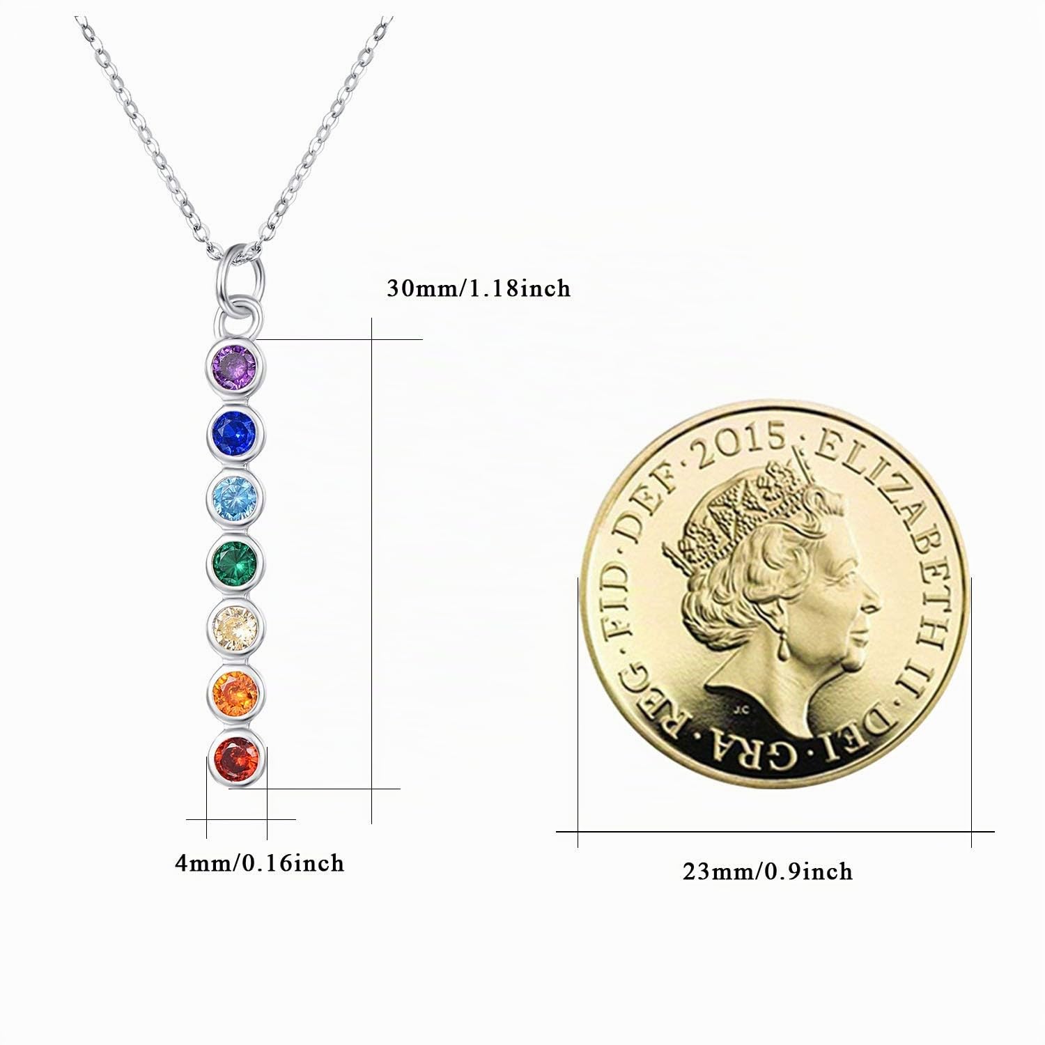 KINGWHYTE Collana chakra/Om in argento 925 con ciondolo a forma di chakra, per uomini e donne, ragazze, 45,7 cm + 5,1 cm, lengthen, Argento sterling, Argento sterling