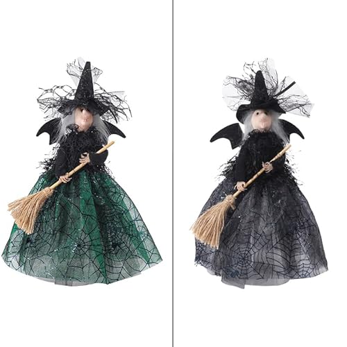 Decorações De Halloween, Ornamento De Bruxa Halloween Bruxa Árvore Topper Decoração Bruxa Com Teia D