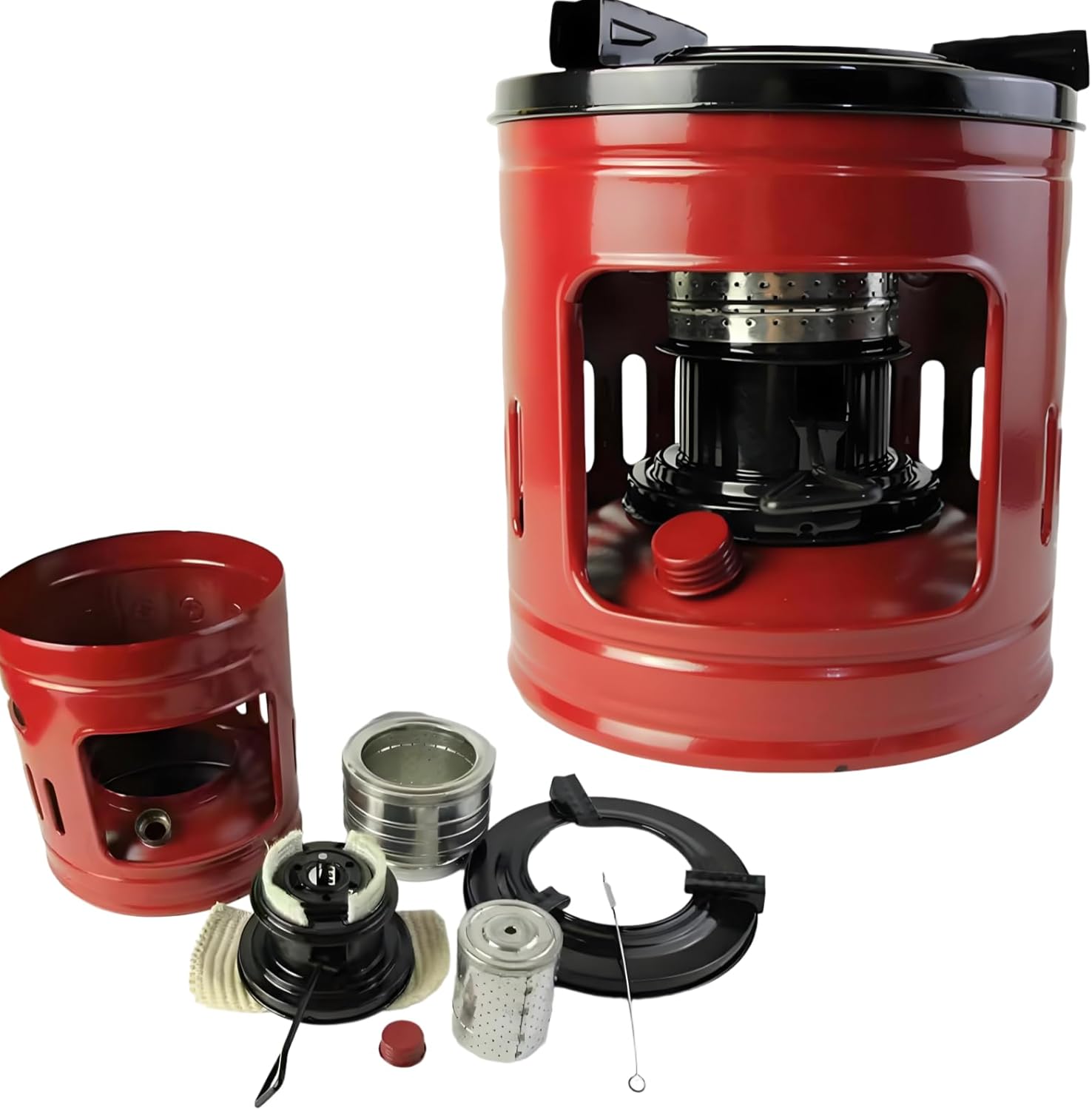 Kerosene Stove Picnic Burner Furnace with 2-Wide Wick, 8.3x8.7" Mini Kerosene Heater, Windproof Portable Camping Stove for 2-4 People Camping Cooking, Small Heater