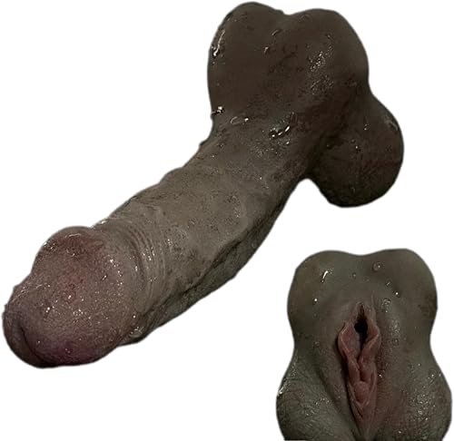 BLACK 2 in 1 Dildo Mastusbator with Realistic Texture. Soft Silicone Interior with Versatile Design, Compact and Easy to Maintain.