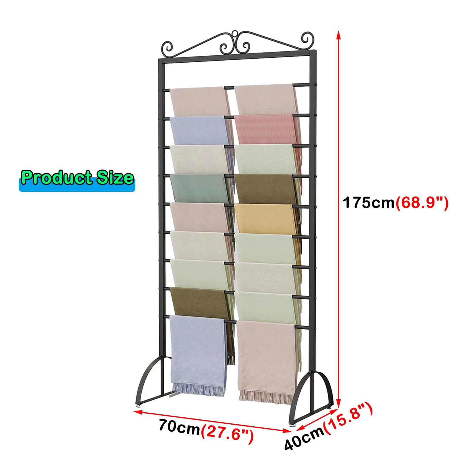 Perchas de doble cara para bufandas, de pie y antideslizante, organizador para minoristas, manualidades, toallas, hijabs, pantalones, estante de almacenamiento de cinta y soporte para corbatas