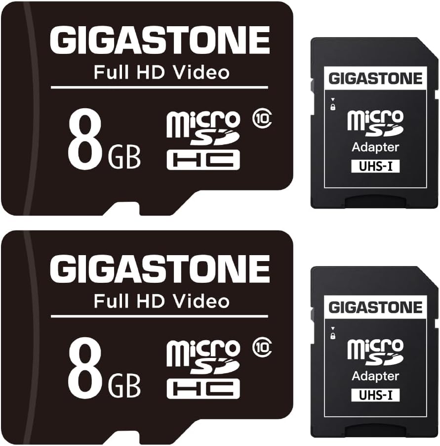 8GB Micro SD Card 2-Pack, Full HD Video, Surveillance Security Cam Action Camera Drone, 80MB/s Micro SDHC Class 10