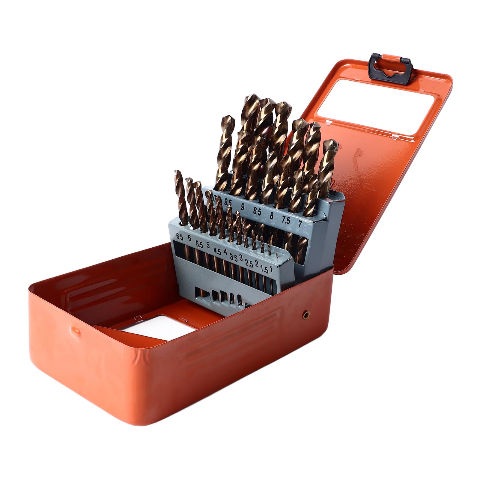 Juego de brocas 25 piezas Kit de brocas HSS de cobalto Eliminación rápida de virutas para hierro de acero inoxidable con enfriamiento a alta temperatura y doble ángulo posterior