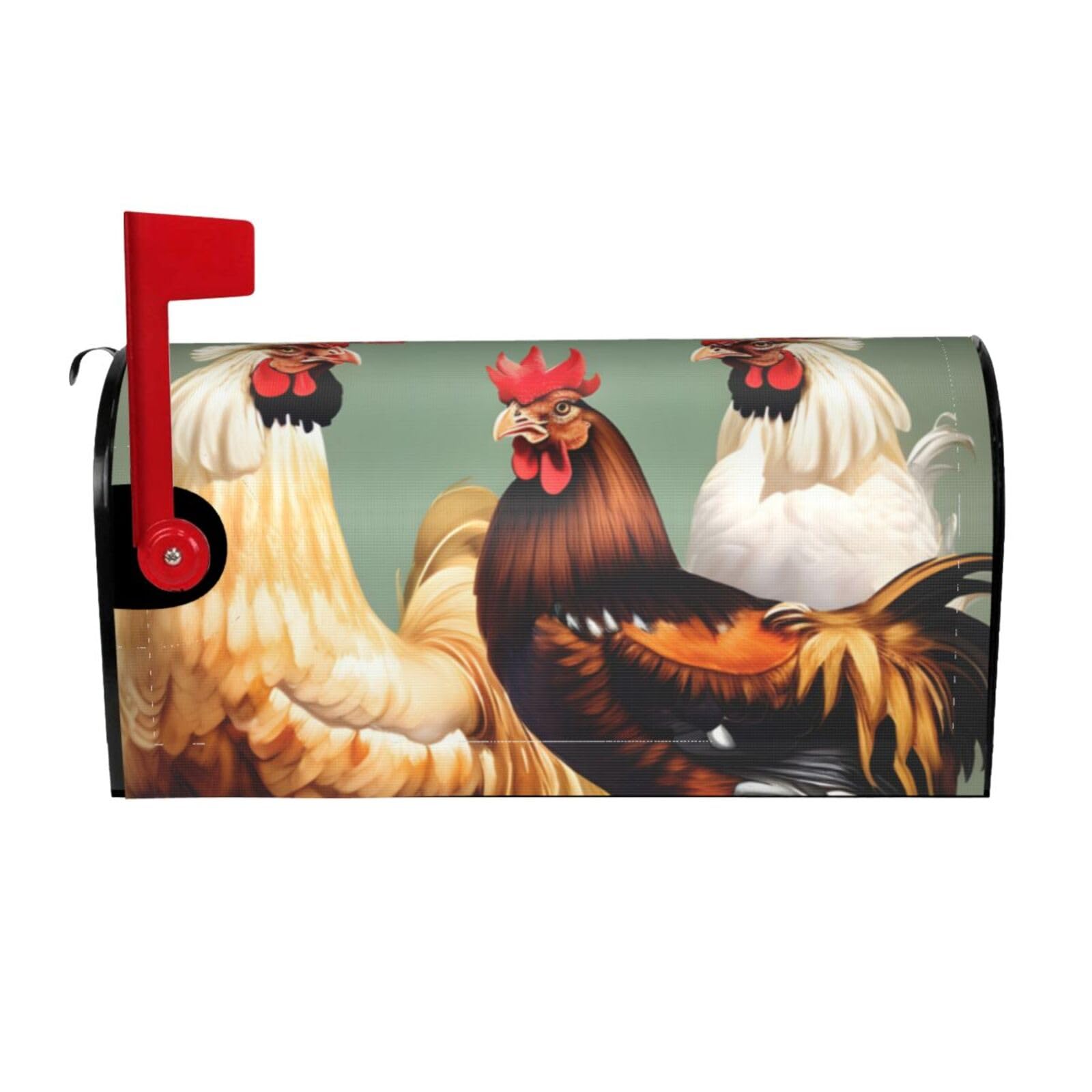 Rooster And Chicken Print Print Mailbox Cover Wraps Post Letter Box Cover Decor For Outside Garden Yard Farmhouse Home