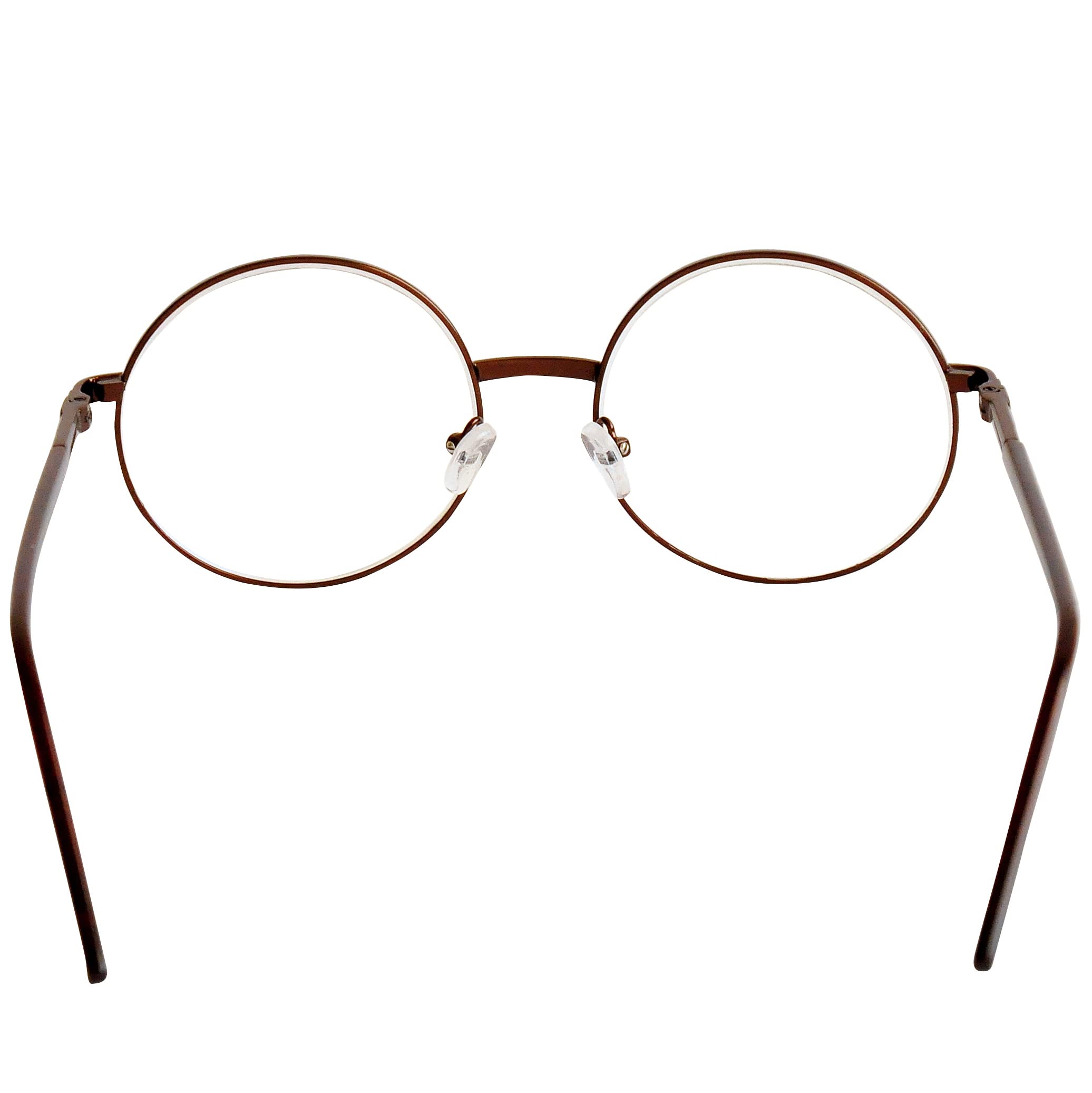 Hippie okrągłe okulary do czytania z dużymi szkłami, gratis etui na okulary, okulary antyniebieskie, styl lat 60., z metalu, pomoc w czytaniu dla kobiet