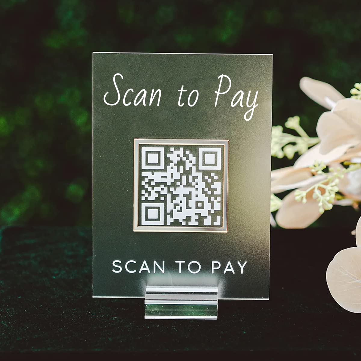 Panneau 3D personnalisé multi-entreprises QR Code Scan pour payer Venmo Facebook Instagram App Panneaux de médias sociaux Acrylique Boutique de beauté Salon de coiffeur esthéticienne Mini panneau