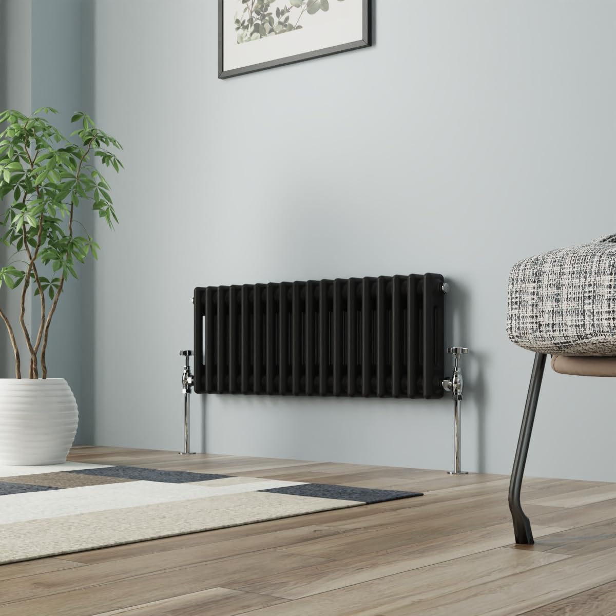 NRG Column Radiator Black 300x830mm Double Traditional Cast Iron Style Heater Interior Designer Horizontal Bathroom Radiators โ image 1