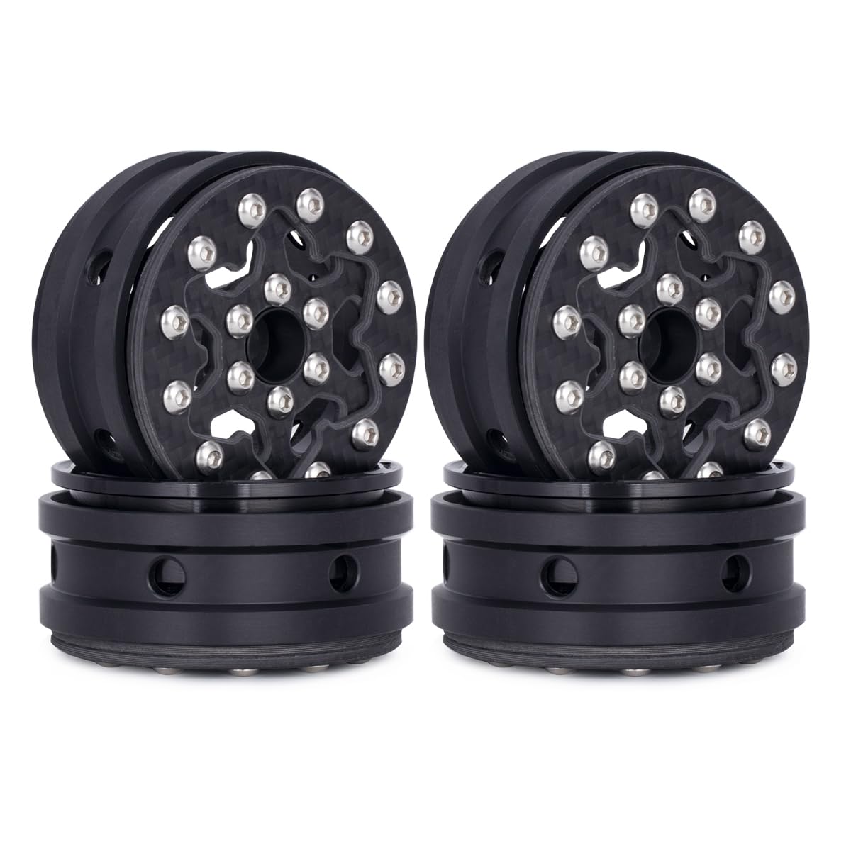 1.9 Beadlock Wheels Rims,4Pcs High Performance Carbon Fiber Bead Lock Wheel 12mm Hex Hub for 1/10 RC Crawler Car Axial SCX10 TRX6 VS4-10 Gen8 Gelande TRX4 Upgrades