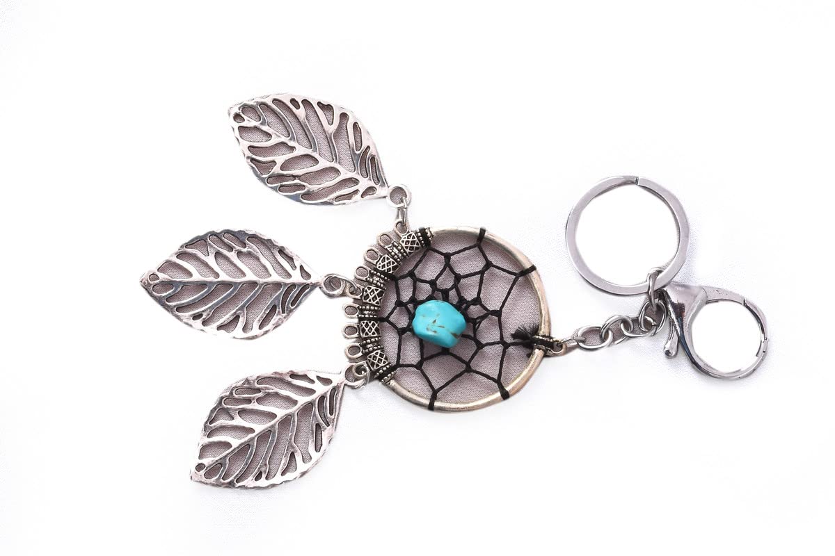 Dream Catcher Metal Keychain and Keyring (Silver)