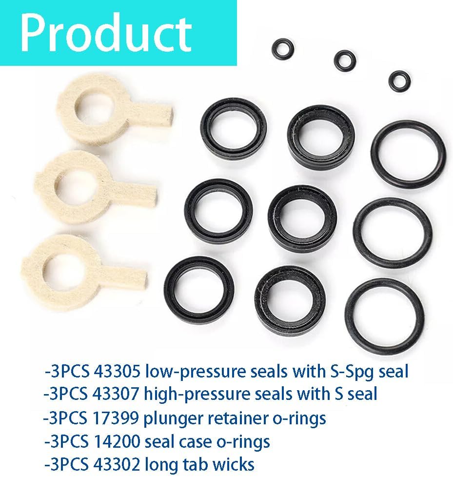 30623 Seal Kit Replacement Fit For Cat Pump Model 30 31 34 35 310 340 350 310B 310S 310W 340S 340B 340W 350 350S 350B 350W Models, 5 Frame Plunger Pumps 6PACK