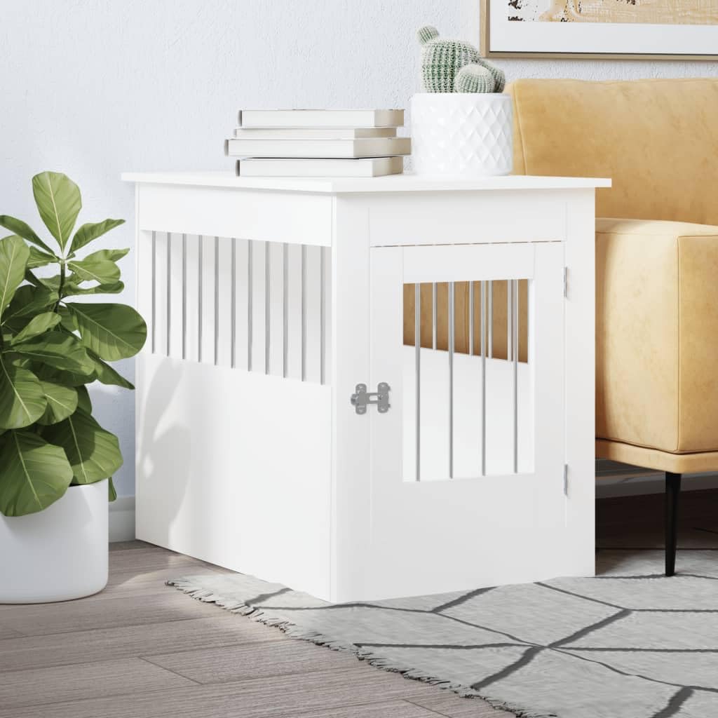 GODFSAHG Furniture for Dog Cages, White, 55 x 80 x 68 cm, Engineered Wood, House for Dogs and Puppies for Indoor and Outdoor, Shelter for the Home, Kennel, Shelter