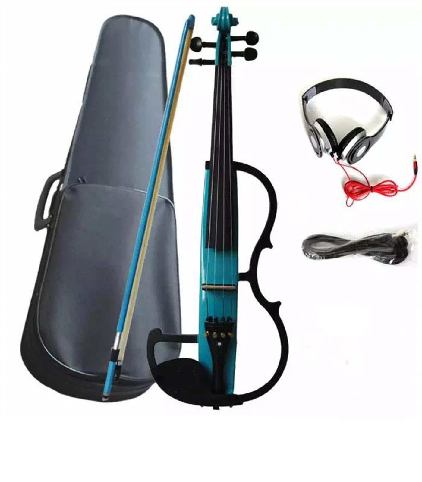 Geige Violinenbausatz E-Geigen Profi Mit Koffer Ebenholzgriffbrett(Blue)