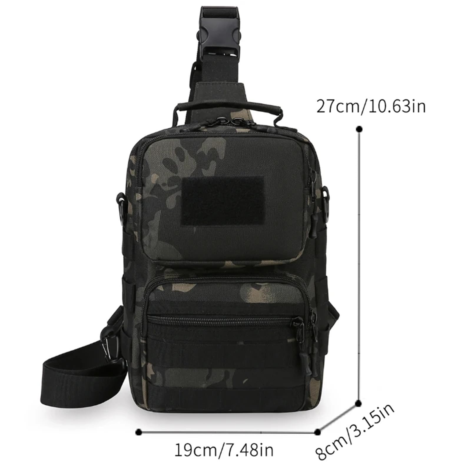 Borsa a tracolla da uomo, borsa da trekking mimetica, tasche multiple, borsa a tracolla laterale posteriore, zaino