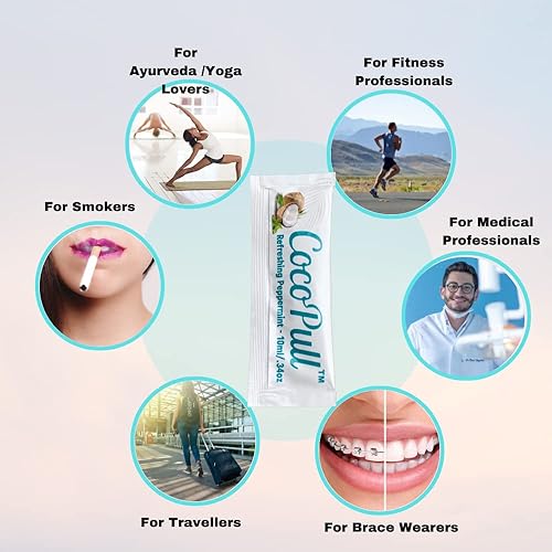 Miniatura 5 de CocoPull - Aceite orgánico tirando de 14 paquetessobres con aceite de coco y menta para dientes saludables, encías, remedio para el mal aliento.