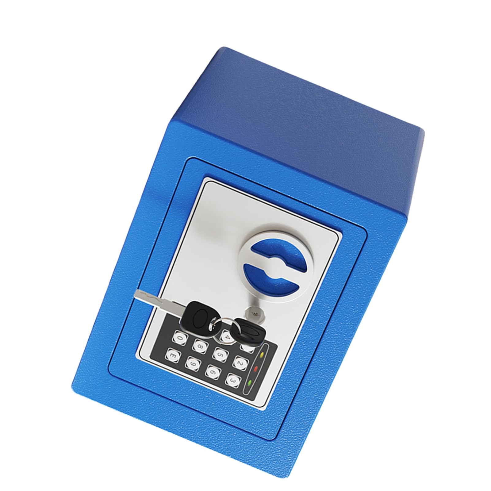 Mini Caja Fuerte de Metal Ignífuga, Cajas Fuertes para el Hogar, Caja Impermeable Ignífuga, con Teclado y 2 Llaves de Repuesto, Seguridad Digital para Dinero, Joyas, Documentos de (Azul)