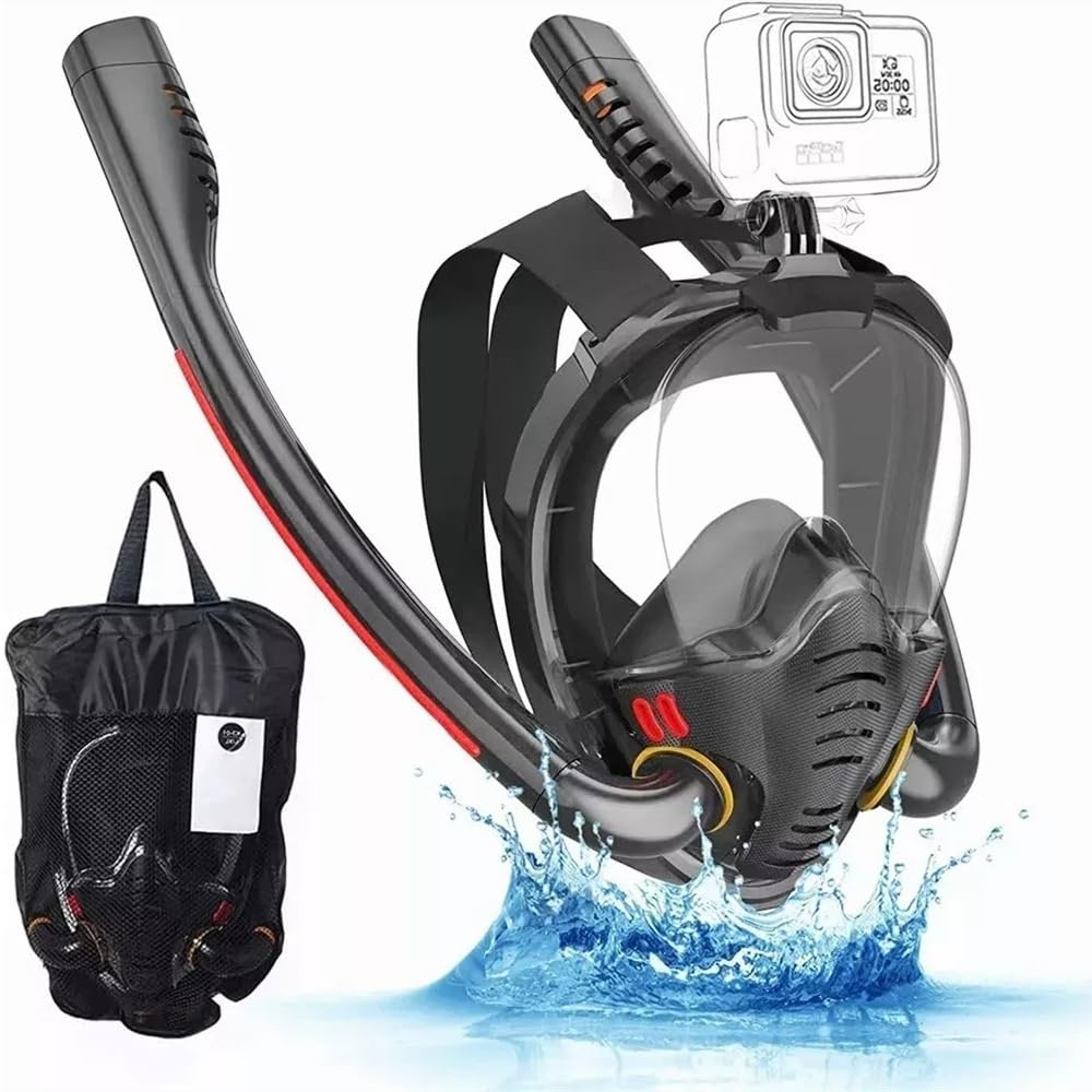 Buceo Máscara de Snorkel Máscara de Snorkel de Doble Tubo de Silicona, máscara de Buceo Completamente Seca, máscara de natación para Adultos, Gafas de Buceo