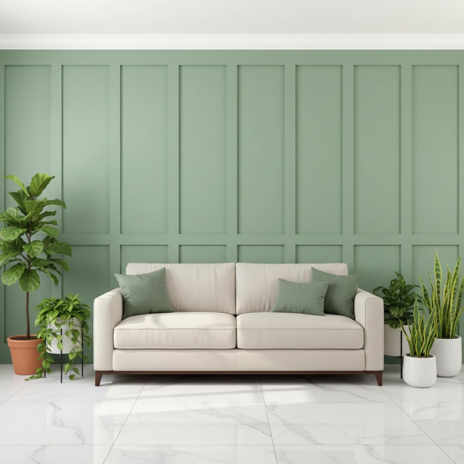 Weysat 1 Set 118.11 x 96.06 Inch Mdf Board and Wall Panel Kit Premade Wainscoting Panels Decorative Wall Molding Trim Slats Paintable Accent Kit for DIY Home Bedroom Living Room Decor