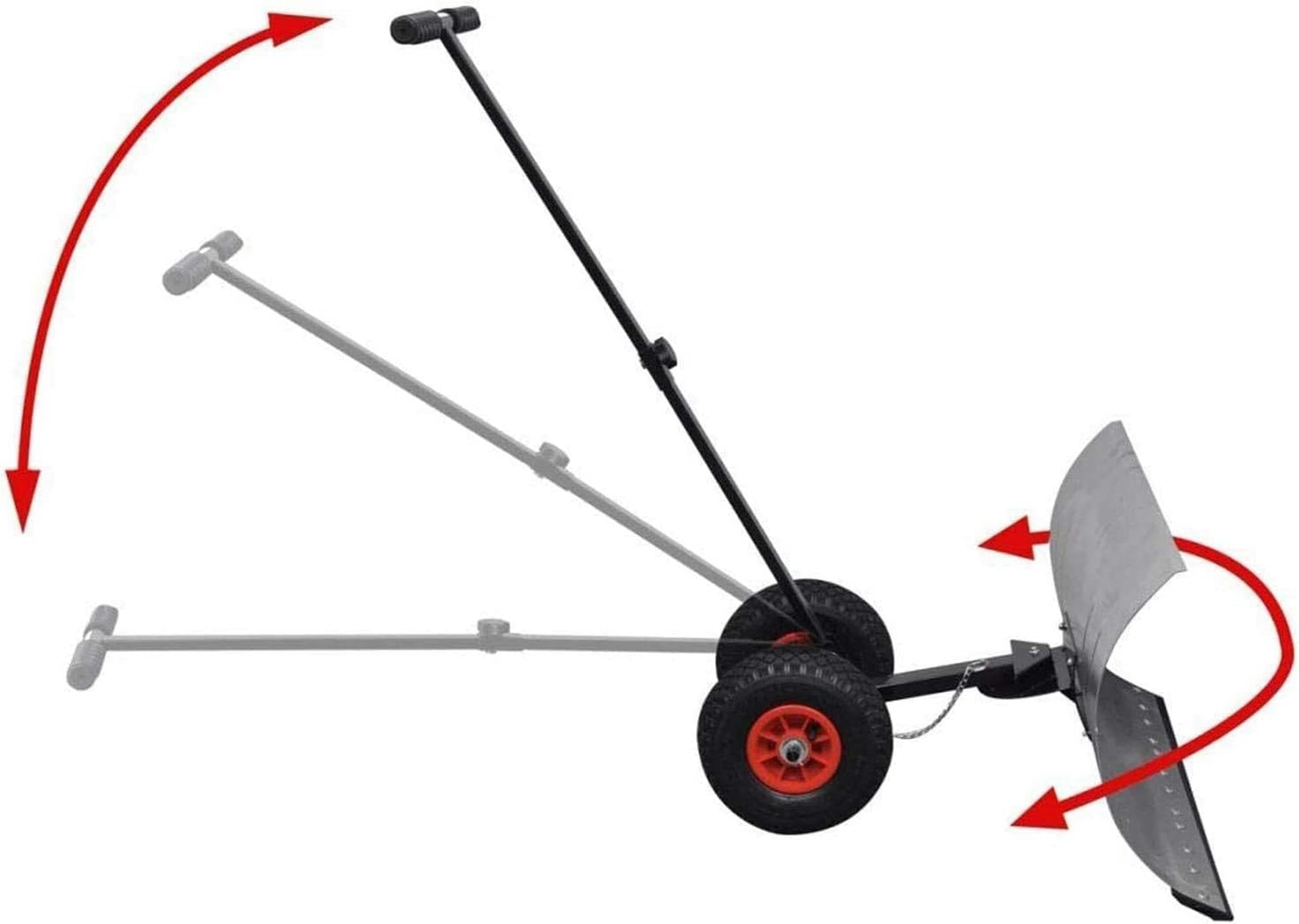 JOCHEN Schneeschaufel, manuelle Schneeschaufel mit Rädern, rollender Schneeschieber für Garten und Rasen mit höhenverstellbarem Griff, Schneeschieber