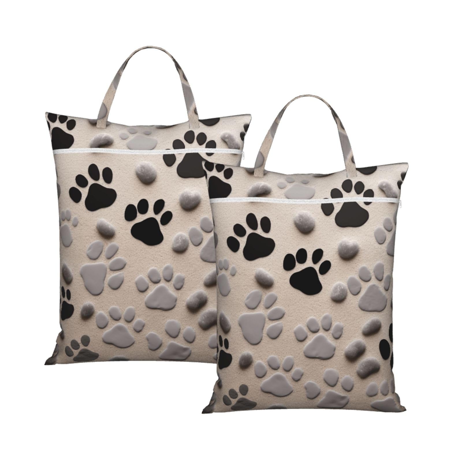 Large Travel Laundry Bags,Animal Paw Prints Print with Handle Foldable Laundry Bag for Holidays Gym Swimming and Family Trips, 2Pcs