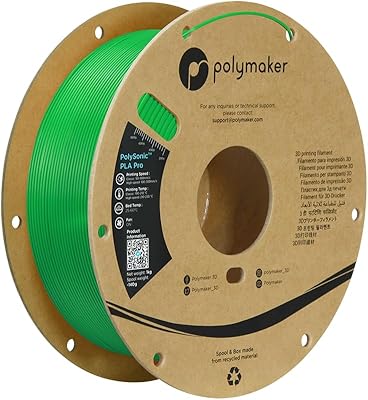 26 - Polymaker High Speed PLA Pro Filament 1.75mm, Green PolySonic PLA Pro 3D Printing Filament 1kg - Stronger Fast Printing 3D Printer Filament ...