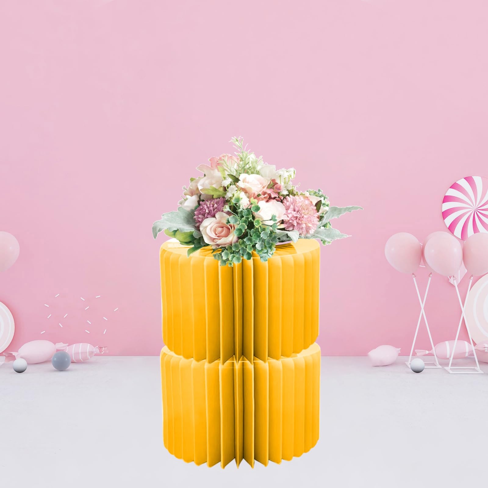 YTBHSHXZ plinth， Foldable Cardboard with PVC Top 2 Pcs Multicolor 20-100cm(Yellow,H 20cm/7.9in)